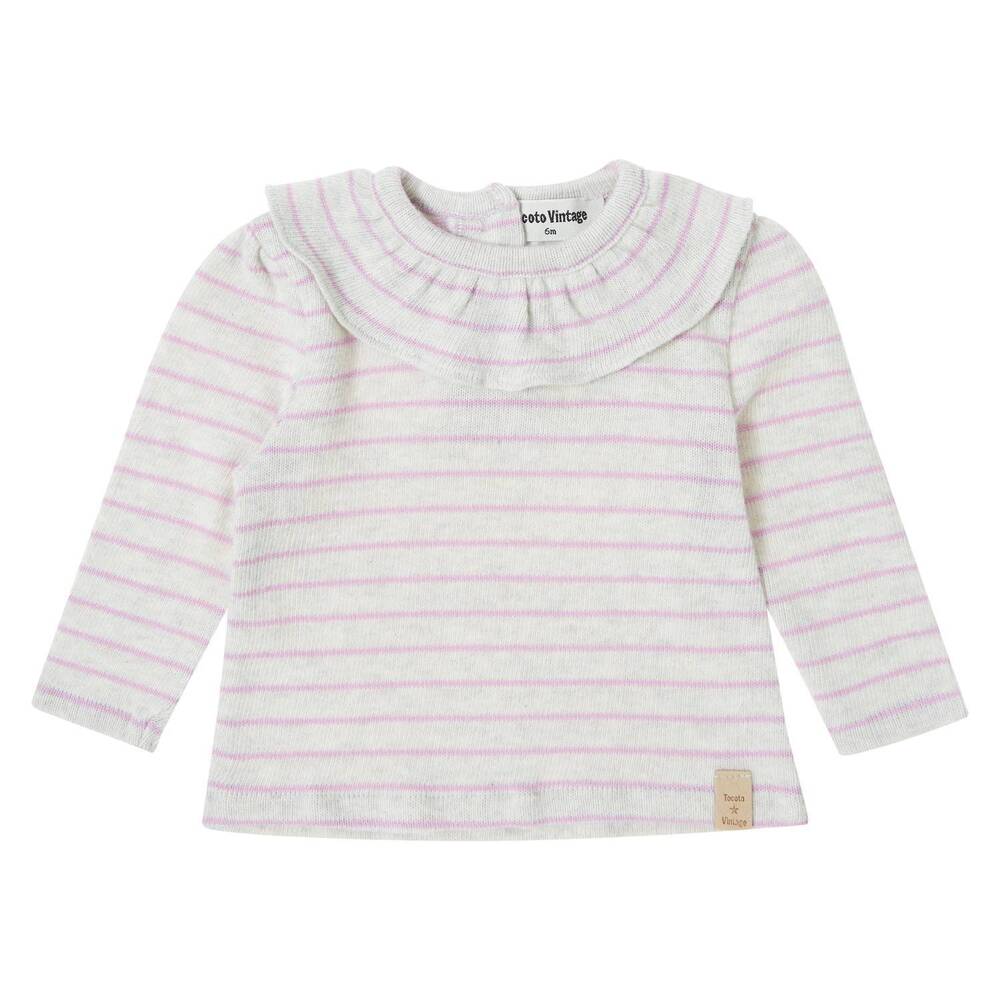NEW TOCOTO VINTAGE infant's long sleeve stripe blouse in pink